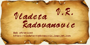 Vladeta Radovanović vizit kartica